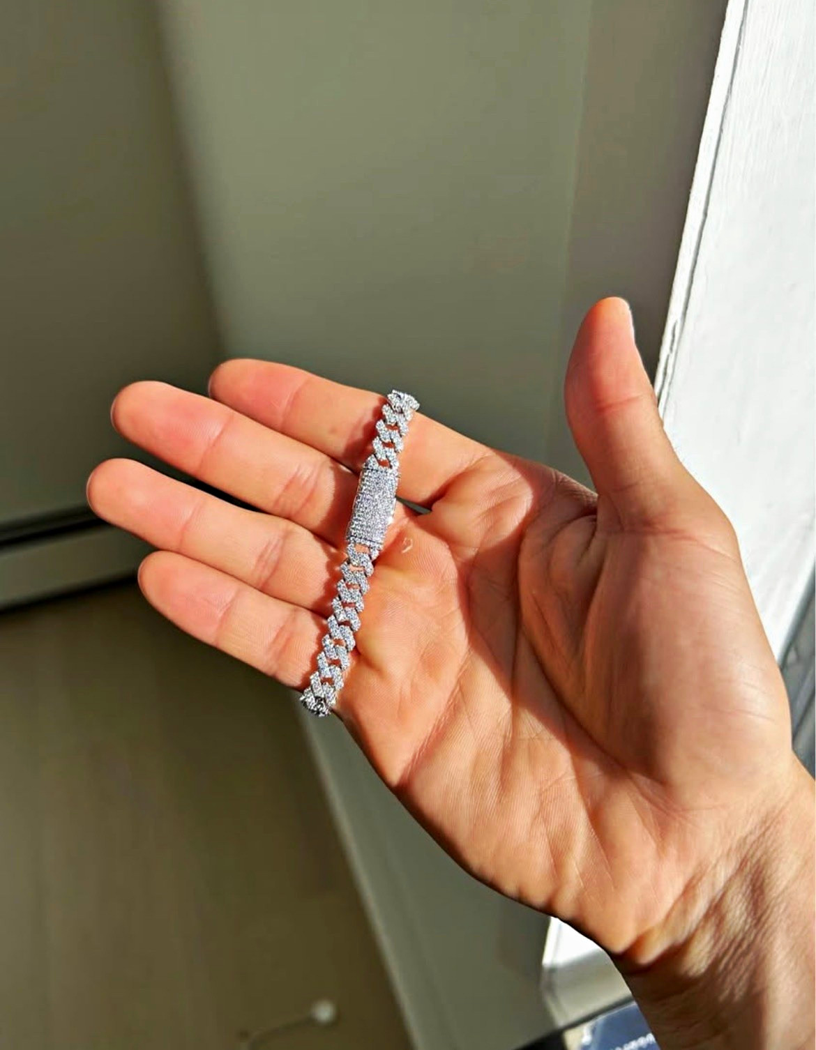 8MM VVS1 Moissanite Cuban Link Bracelet 925 Silver Iced Out