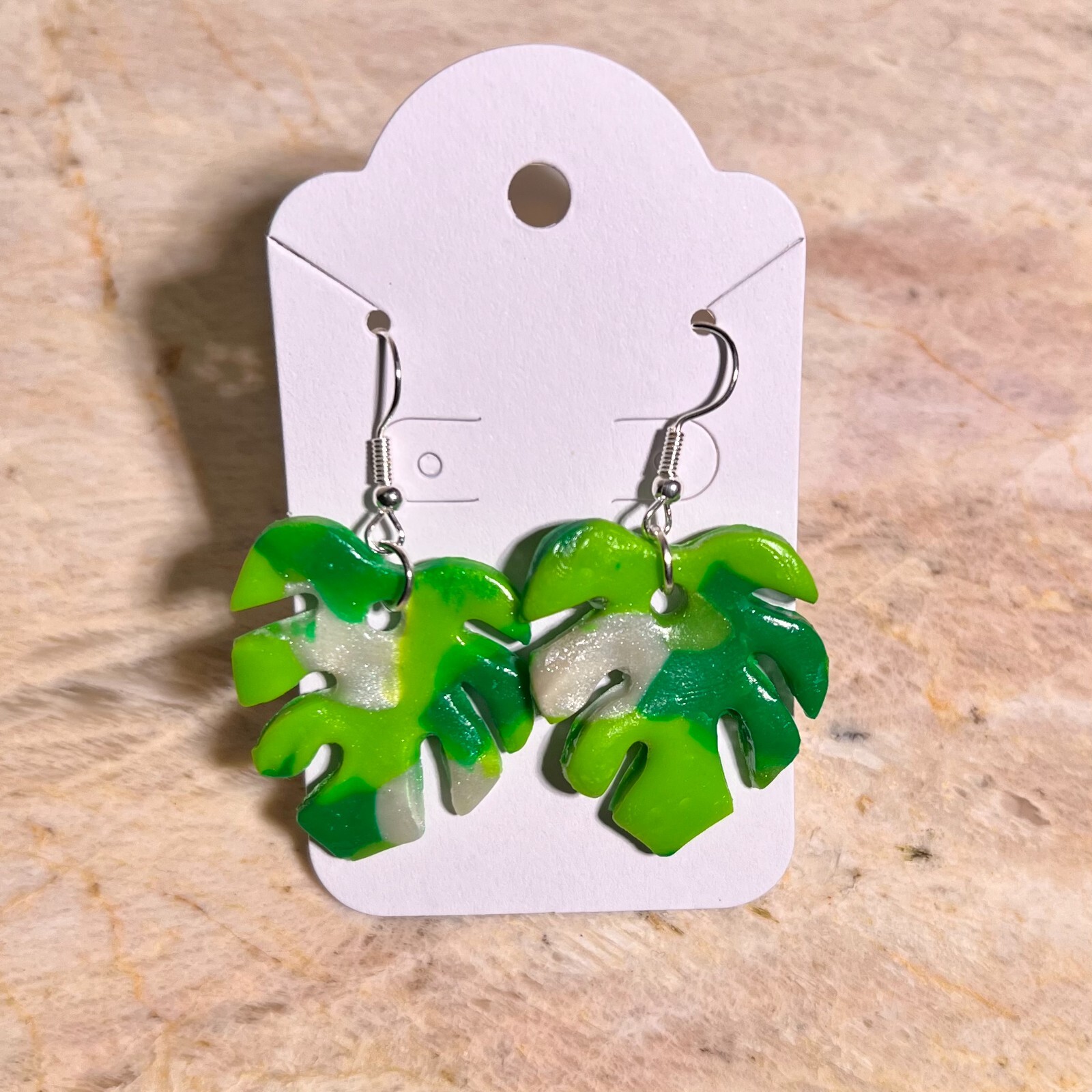 MONSTERA CLAY EARRINGS HANDMADE, GLAZED GREAT GIFT IDEA (SELECT FROM PHOTOS) #1