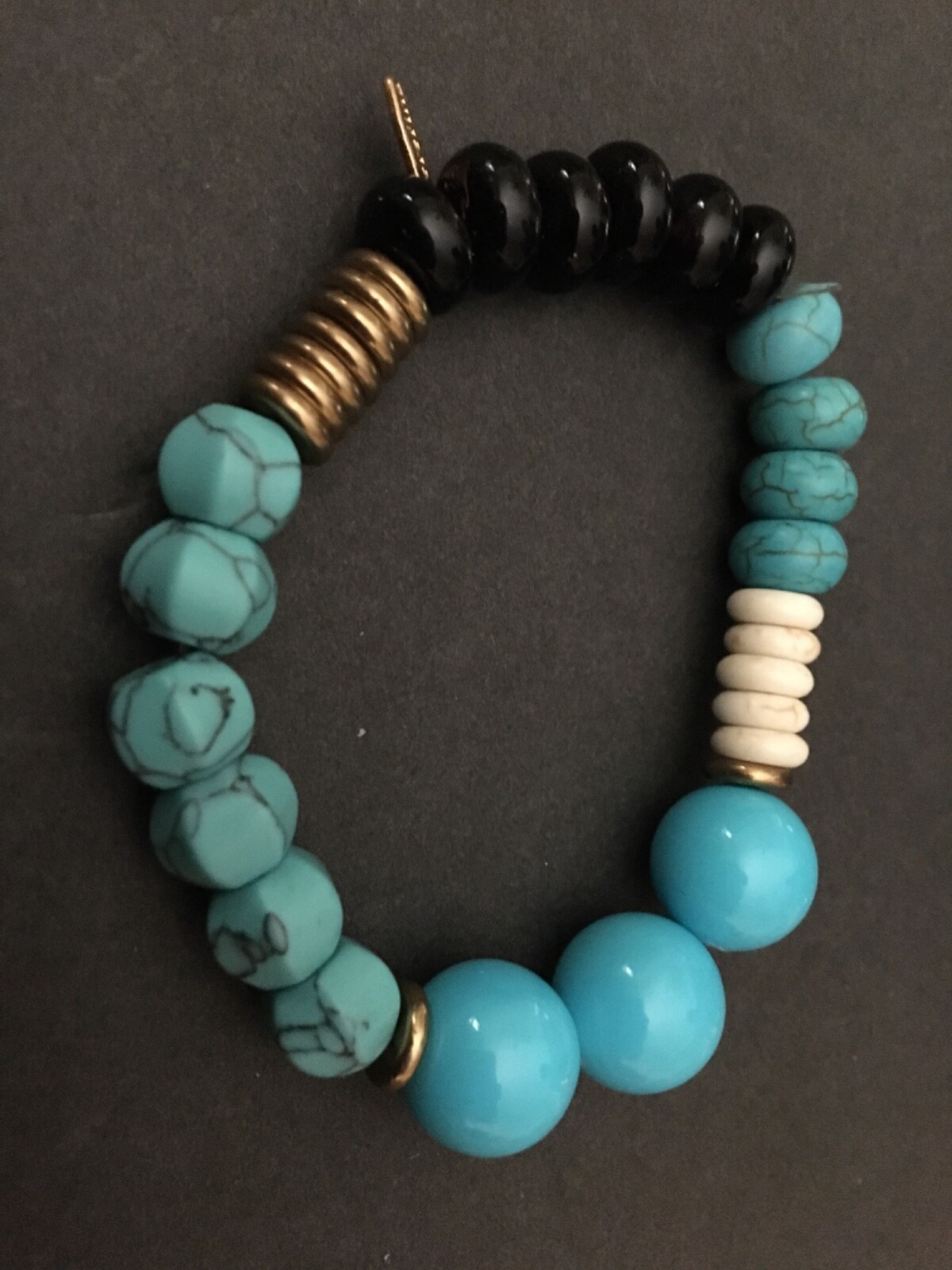 ANTHROPOLOGIE SEREFINA BRACELET BEADED STRETCH BRACELET BLUE BLACK
