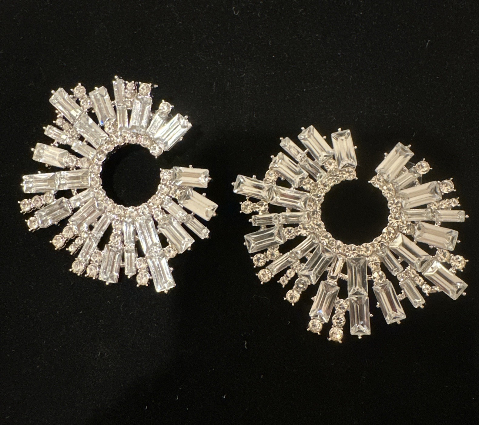 Sun Stone Burst Crystal Statement Earrings Silver-Tone 8 Other Reasons Style