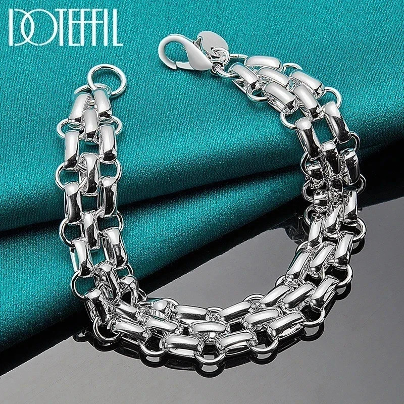925 Sterling Silver Chain Bracelet for Women Men Solid Charms Party Wedding Gift