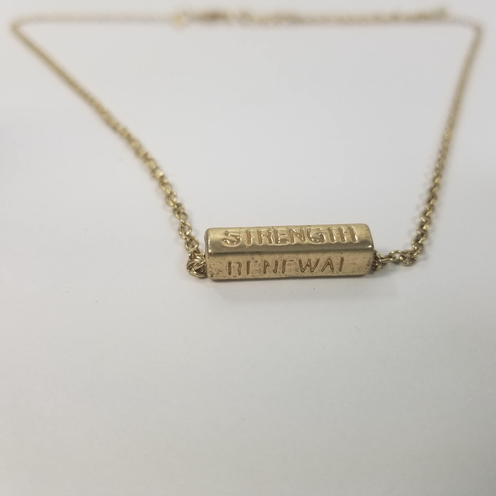 HEAL BALANCE STRENGTH RENEWAL Necklace – Inspirational Gold Tone NRQ