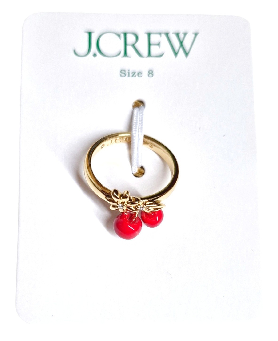 J.Crew Cherry Charm Ring Size 8 Crimson Cinders Red Brass Multi-Color CQ990 New