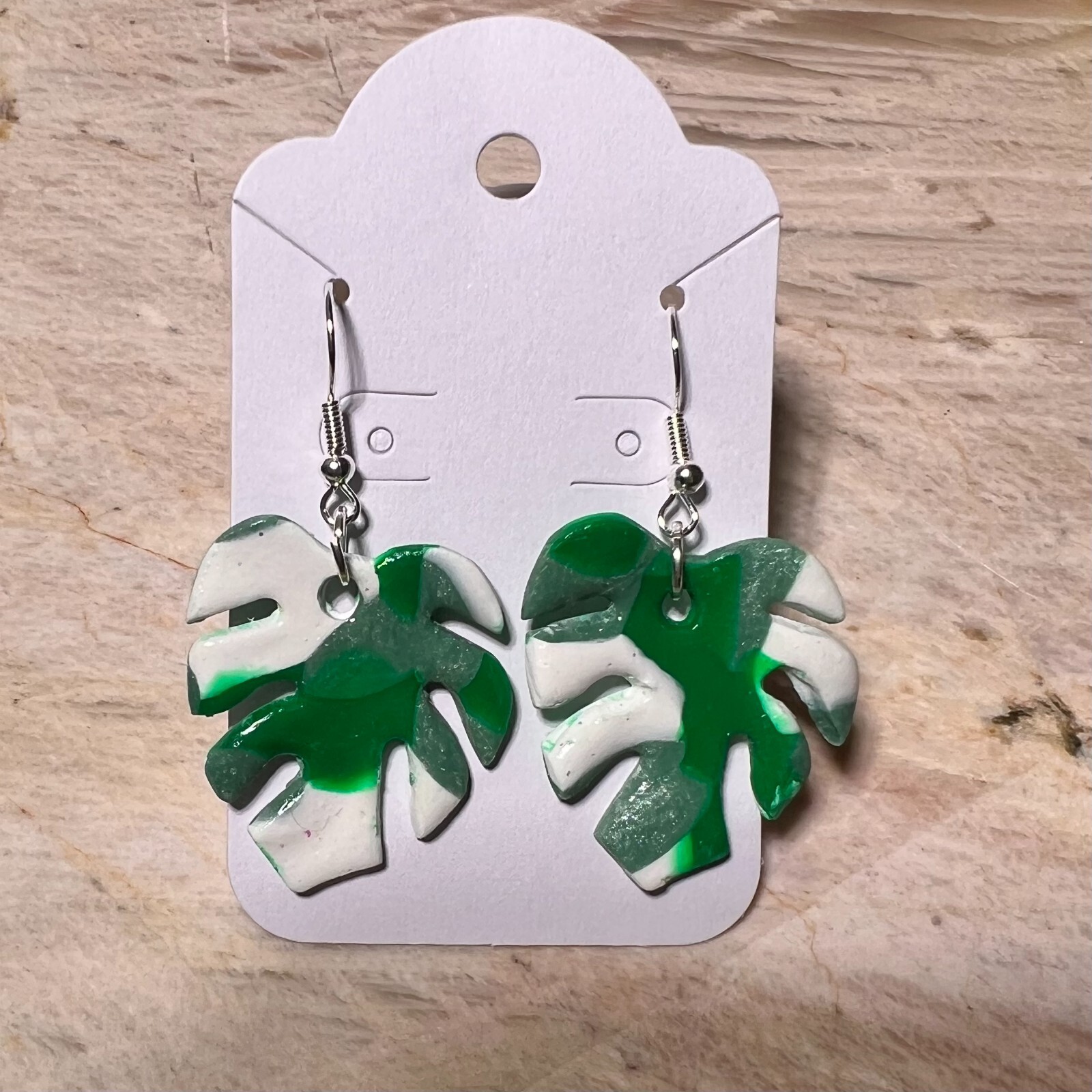 MONSTERA CLAY EARRINGS HANDMADE, GLAZED GREAT GIFT IDEA (SELECT FROM PHOTOS) #1