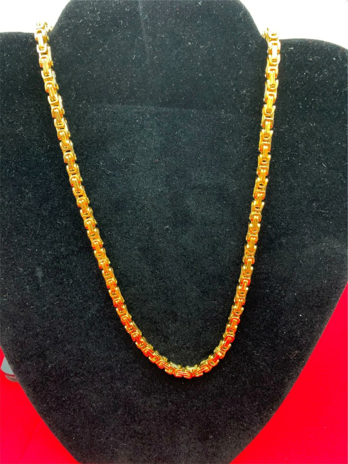 7″-40″ STAINLESS STEEL GOLD PLATED 4MM BYZANTINE TURKISH BOX ROPE CHAIN-GOLD
