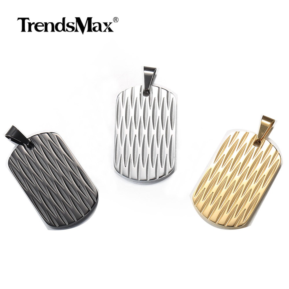 Silver/Black/Gold Plated Stainless Steel Dog Tag Pendant Necklace Shield Shape