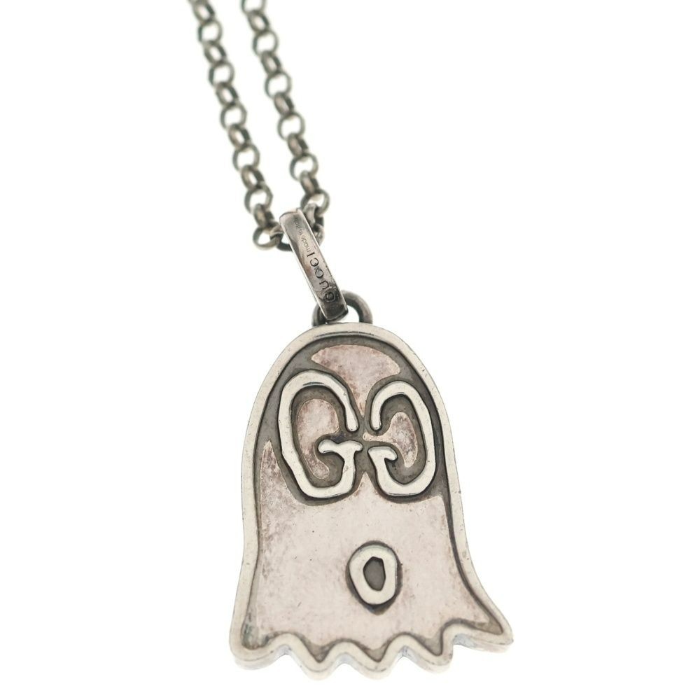 Gucci GG Logo Total Pattern Ghost Chain Necklace Silver 925 Used from Japan