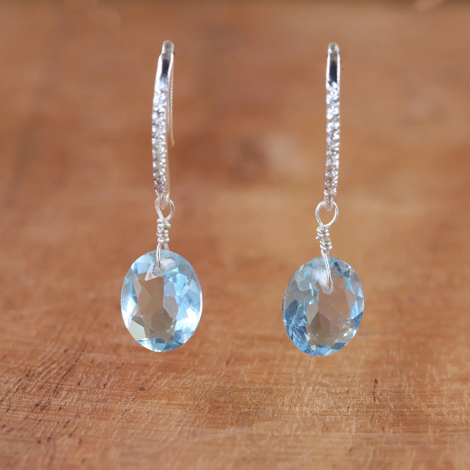 Oval Gemstone Earrings in Silver, Aquamarine Jewelry, Bridesmaid Gift for Her
