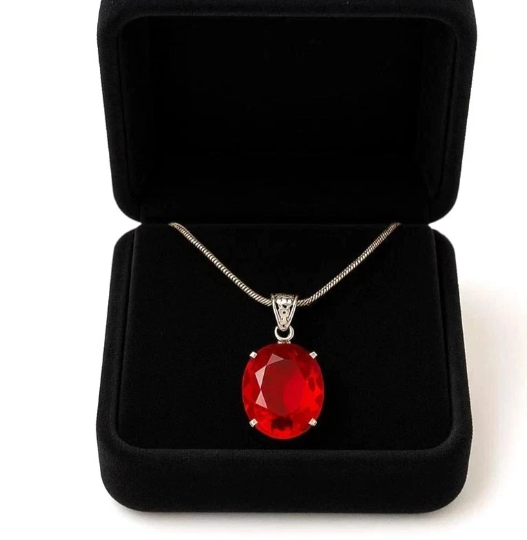 Natural Certified 27 Ct Red Ruby Gemstone Pendant In Solid 925 Sterling Silver