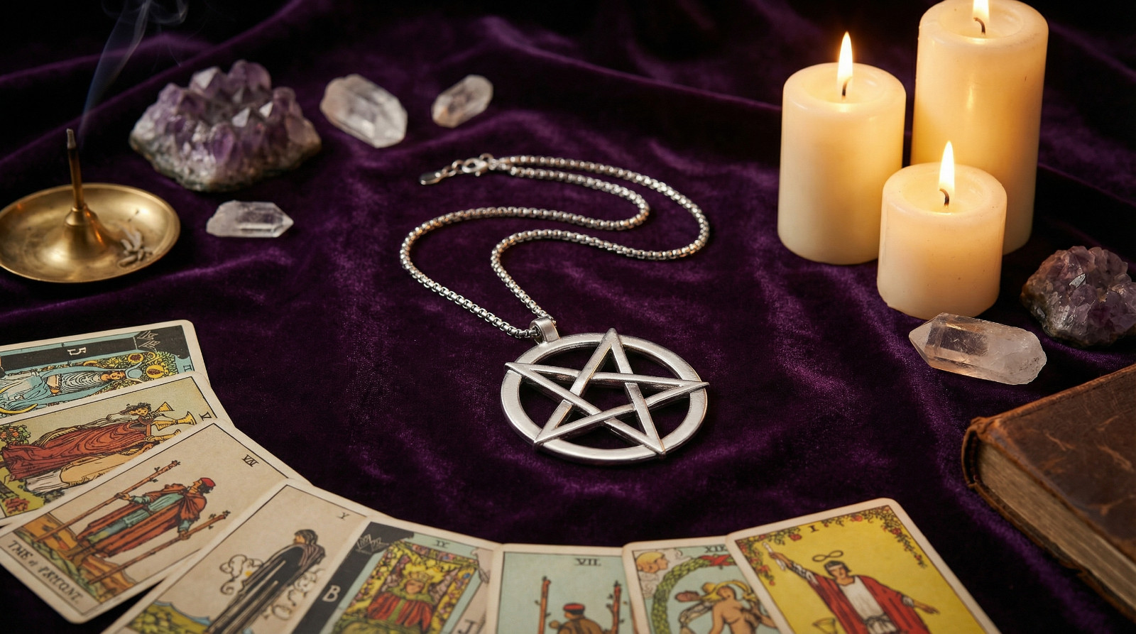Large Inverted Pentagram Magic Pendant Necklace Satanic Baphomet Occult
