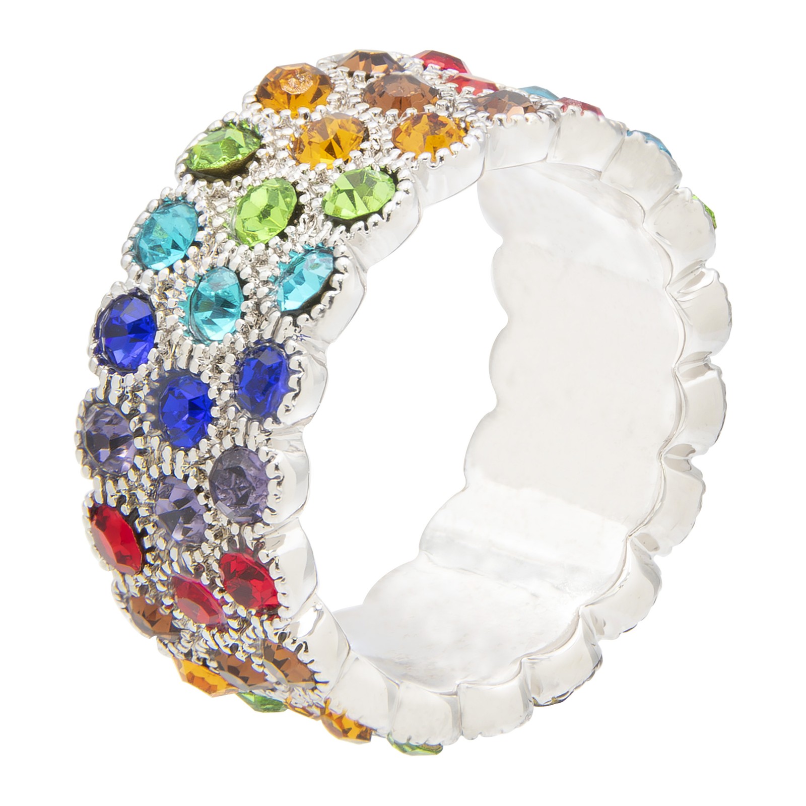 Multi-Colored Chakra Gemstone Statement Ring, Size 7