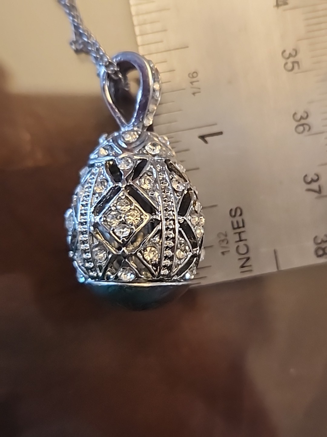Lovisa Moissanite Egg Pendant with Necklace & Extenders Large 1.5″ Brilliant