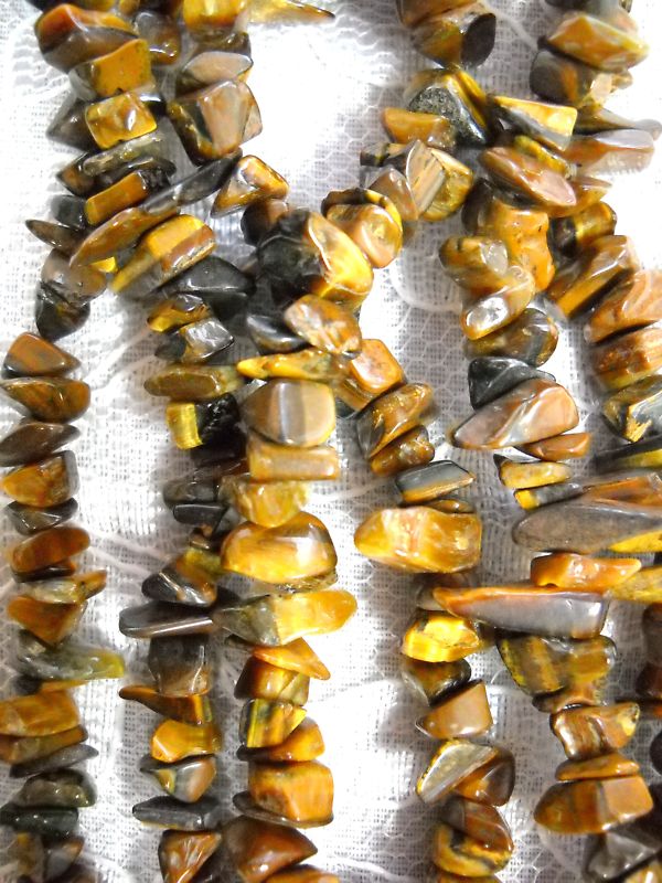 GOLDEN BROWN RUSTY TIGER EYE GEMSTONE CHIP BEADS NUGGET STRAND 35″ STRING