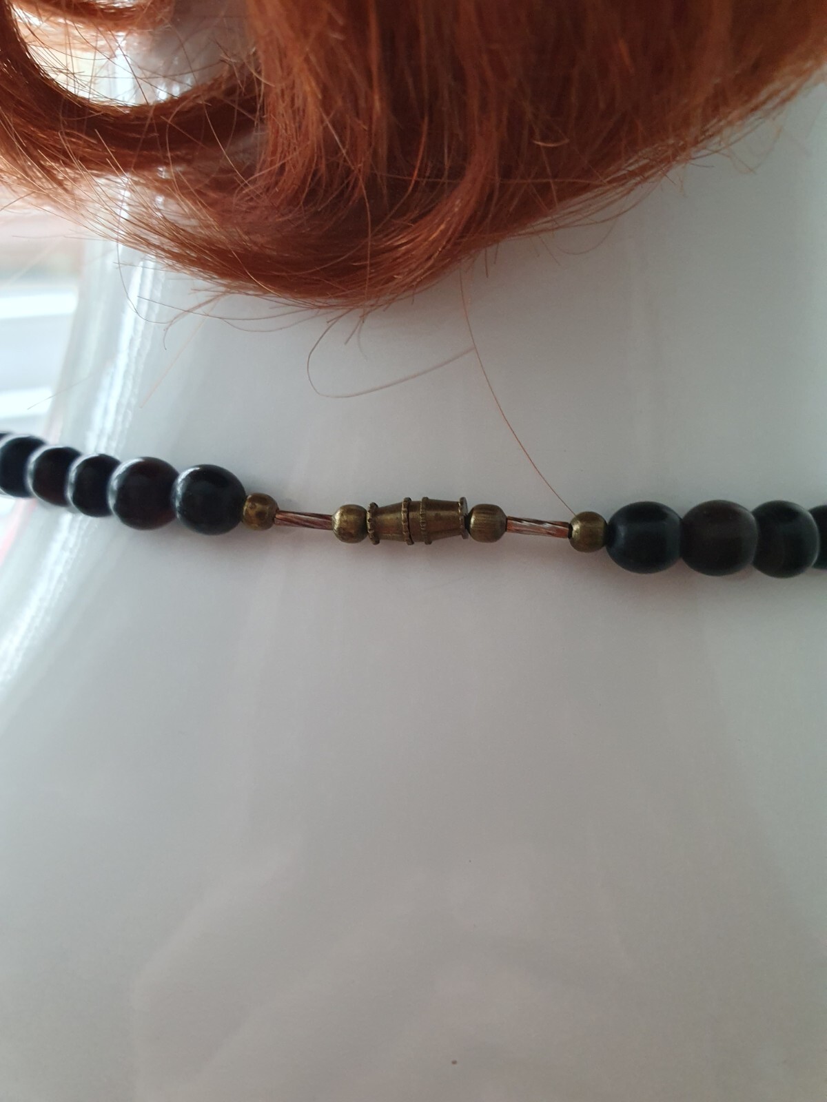 Vintage Artisan Black Orange Chunky Acrylic Beaded Boho Festival Necklace