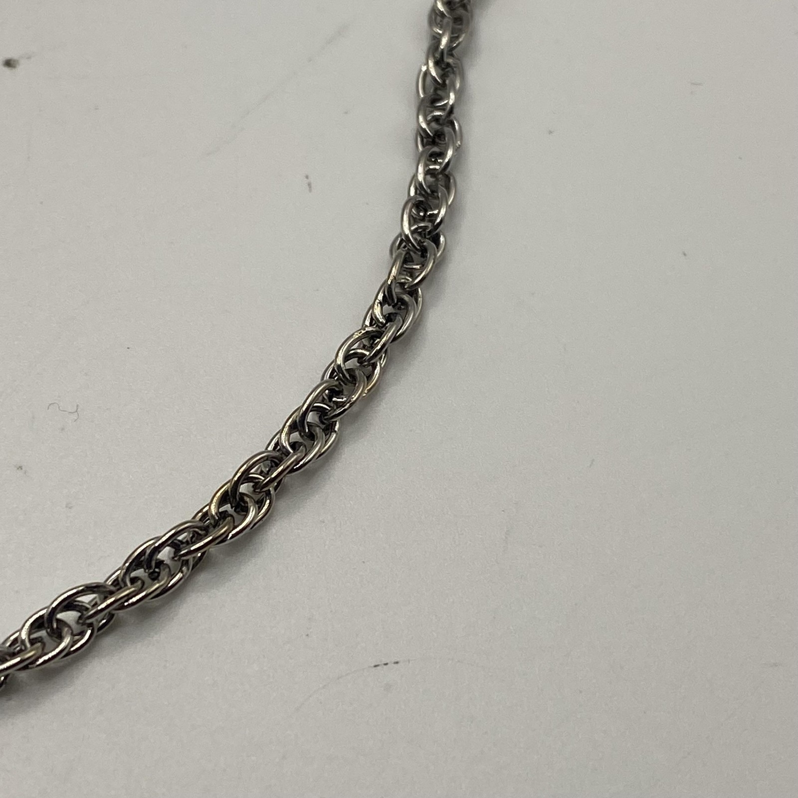 Silver Tone Rope Chain Necklace Spring Ring Clasp 23 In Unisex Fashion Jewelry