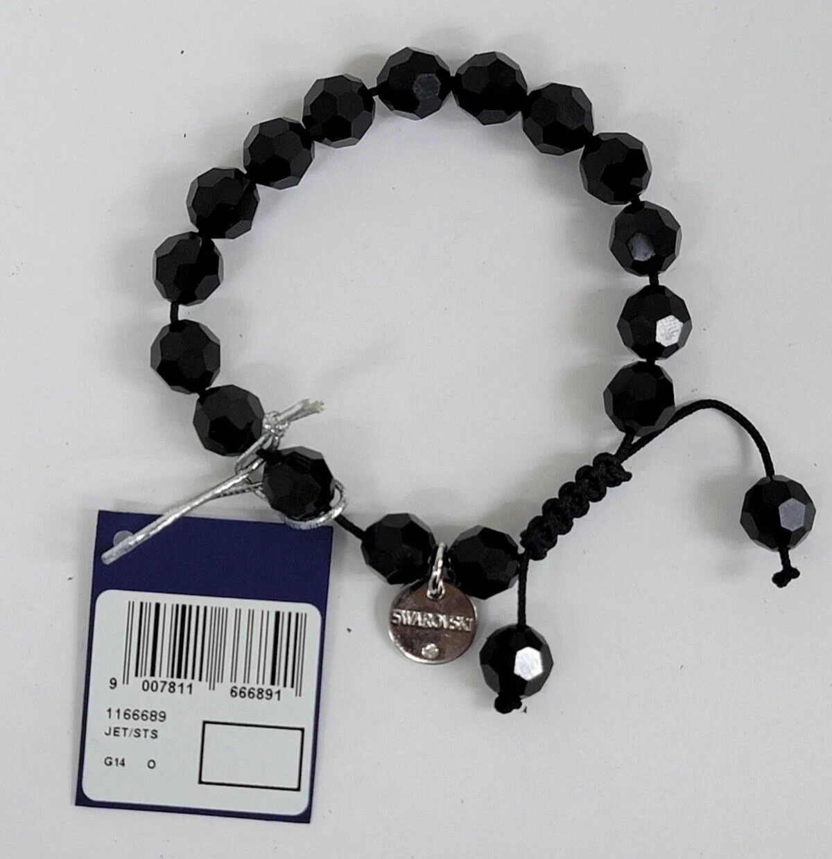 Swarovski Black Hexagonal Bead Bracelet 1166689 (Brand New in Box) 22 CM