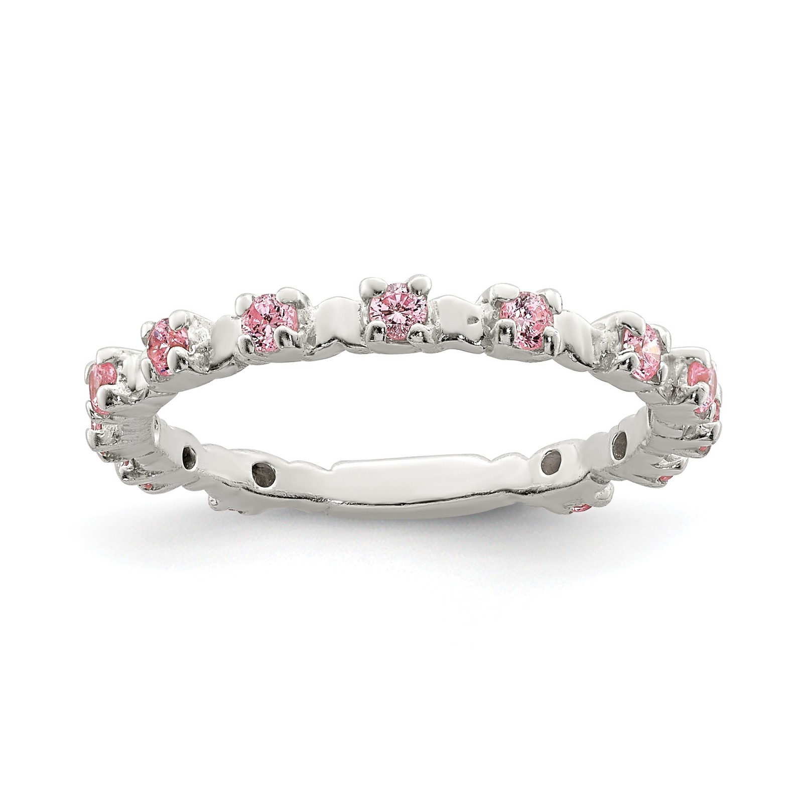 Sterling Silver Polished Pink CZ Children’s Ring – Size 3 Womens