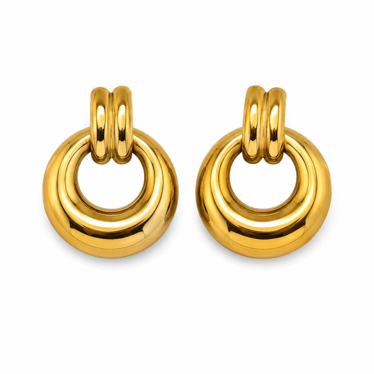 Gold Plated Statement Hoop Earrings Stainless Steel Chunky Circle Jewelry