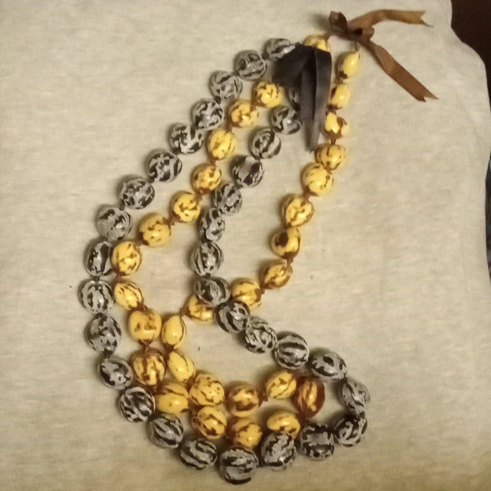 2 Hawaiian Kuku Nut Lei Necklaces
