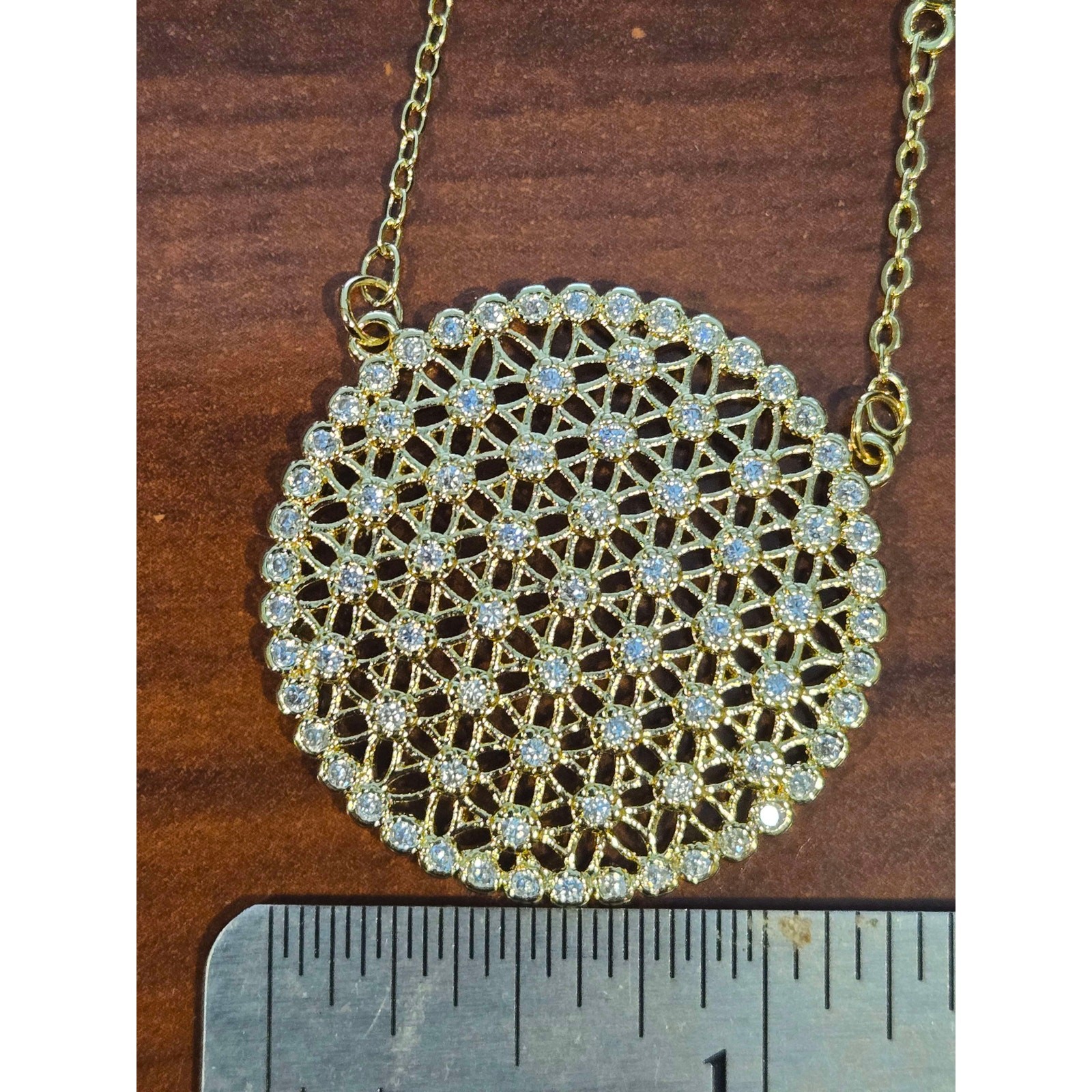 NIB Freida Rothman Vault Gold Plate Fixed Pendant Bezel Chain Adjustable 16-18″