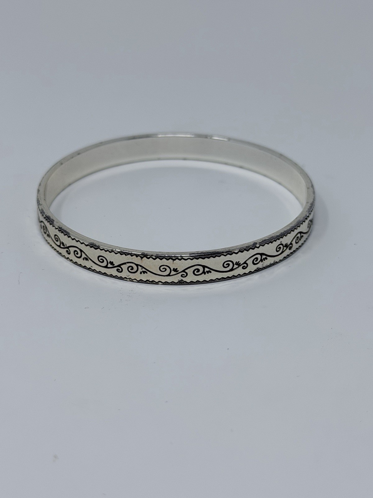 Brighton Silver Tone Bangle Bracelet Scroll Engraved Stackable Classic