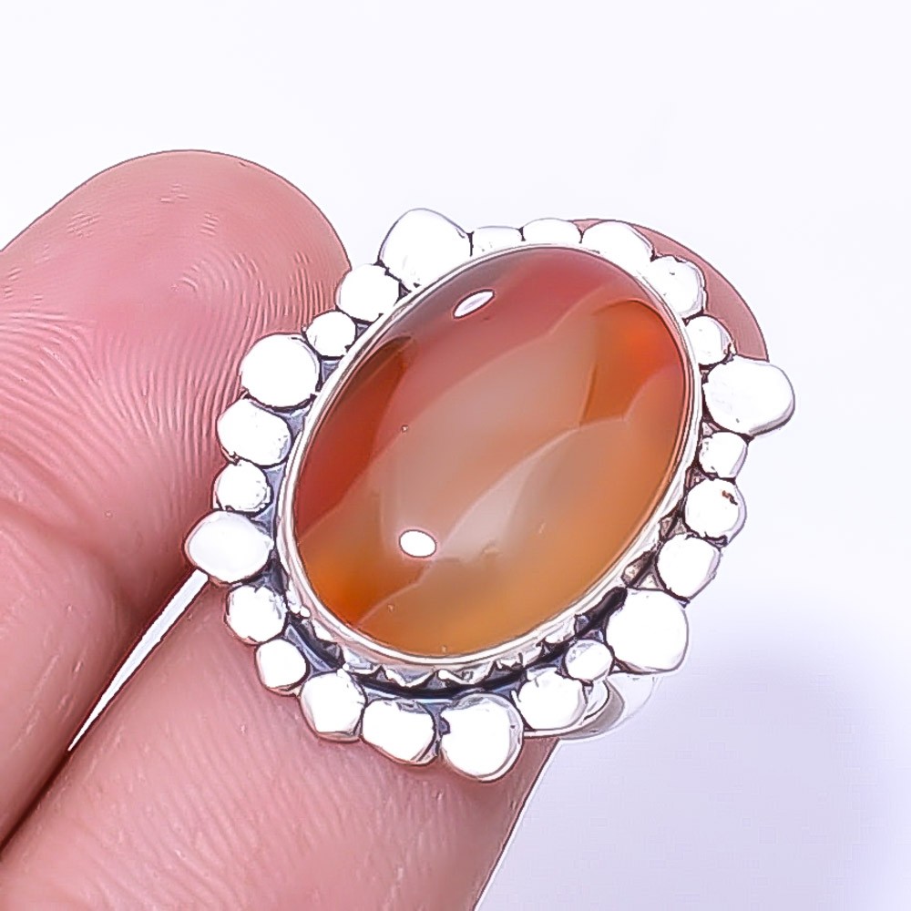 Carnelian – Brazil Designer Handmade Silver Handmade Ring S.7 R_9413_214_65