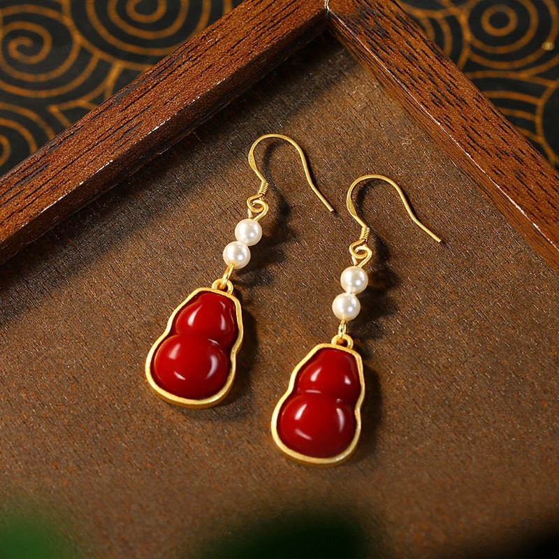Chinese-style enamel gradient floral earrings，Multicolored Earrings，Handmade