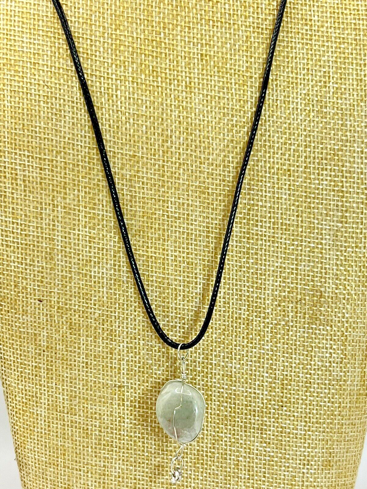 Polished Tumbled Natural Gray Agate Wrapped with Silver Jeweler’s Wire Pendant