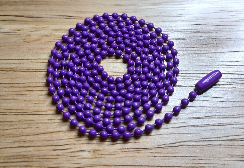 30″ Purple Colored 2.4mm Ball Bead Stylish Fashionable Dog Tag Chain Necklace