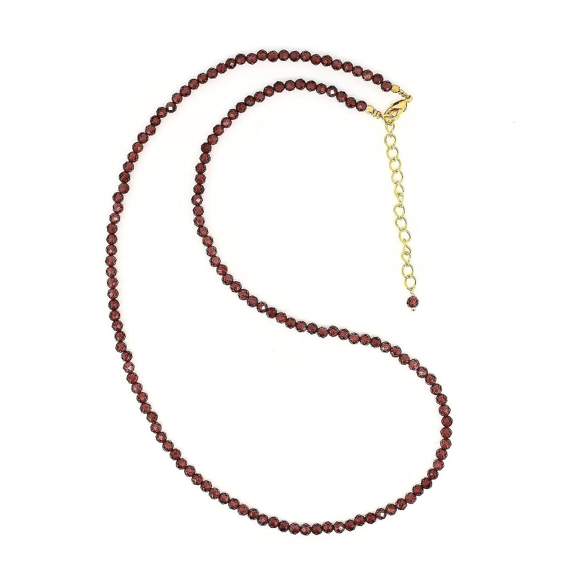 A++++ Beautiful Red Garnet Faceted Round Gemstone Beads Necklaces 18” For Girls