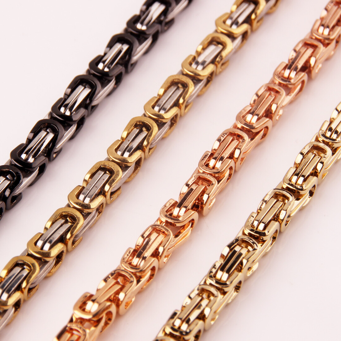 5/6/8mm Cut Byzantine Chain Stainless Steel Necklace or Bracelet for Women Men