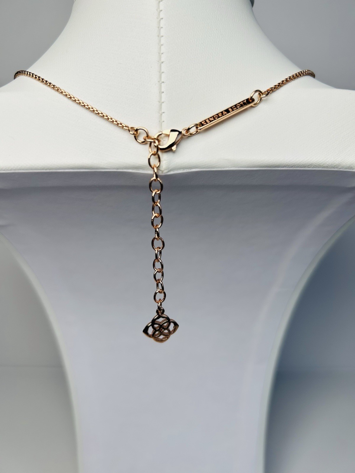Kendra Scott Leanor Bar Necklace Rose Gold Sand Drusy Quartz Adjustable Delicate
