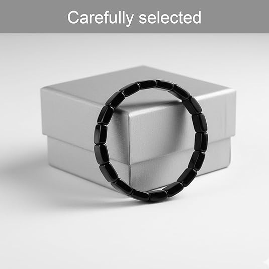 2-Pack Hematite 8mm Bead Bracelets, 19.5″ Adjustable Magnetic Therapy Style