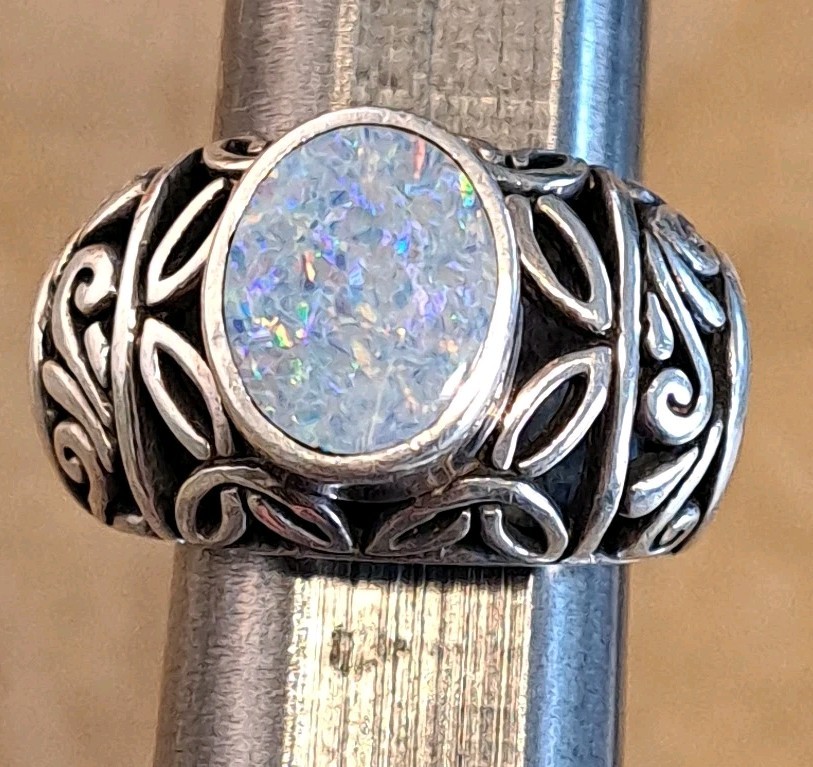 Samuel B Behnam BJC 925 Sterling Silver Lab Created Fire Opal Contour Ring 6.25