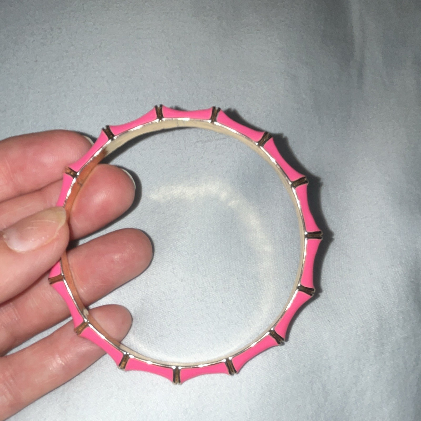 Stella & Dot Julep Enamel Bamboo Bracelet Bangle pink Tone