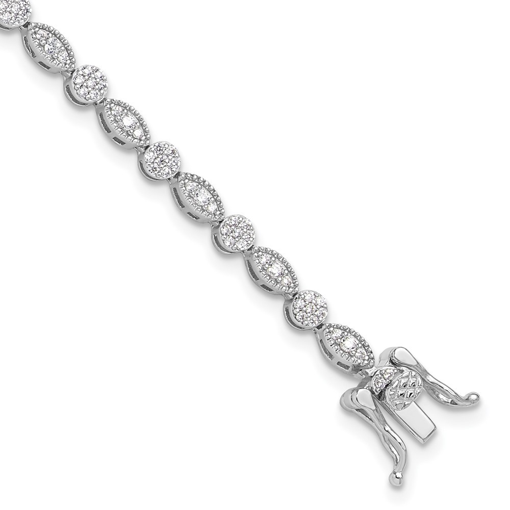 925 Sterling Silver Round & Marquise Pattern Cubic Zirconia Bracelet 7.5″ 6.71gm