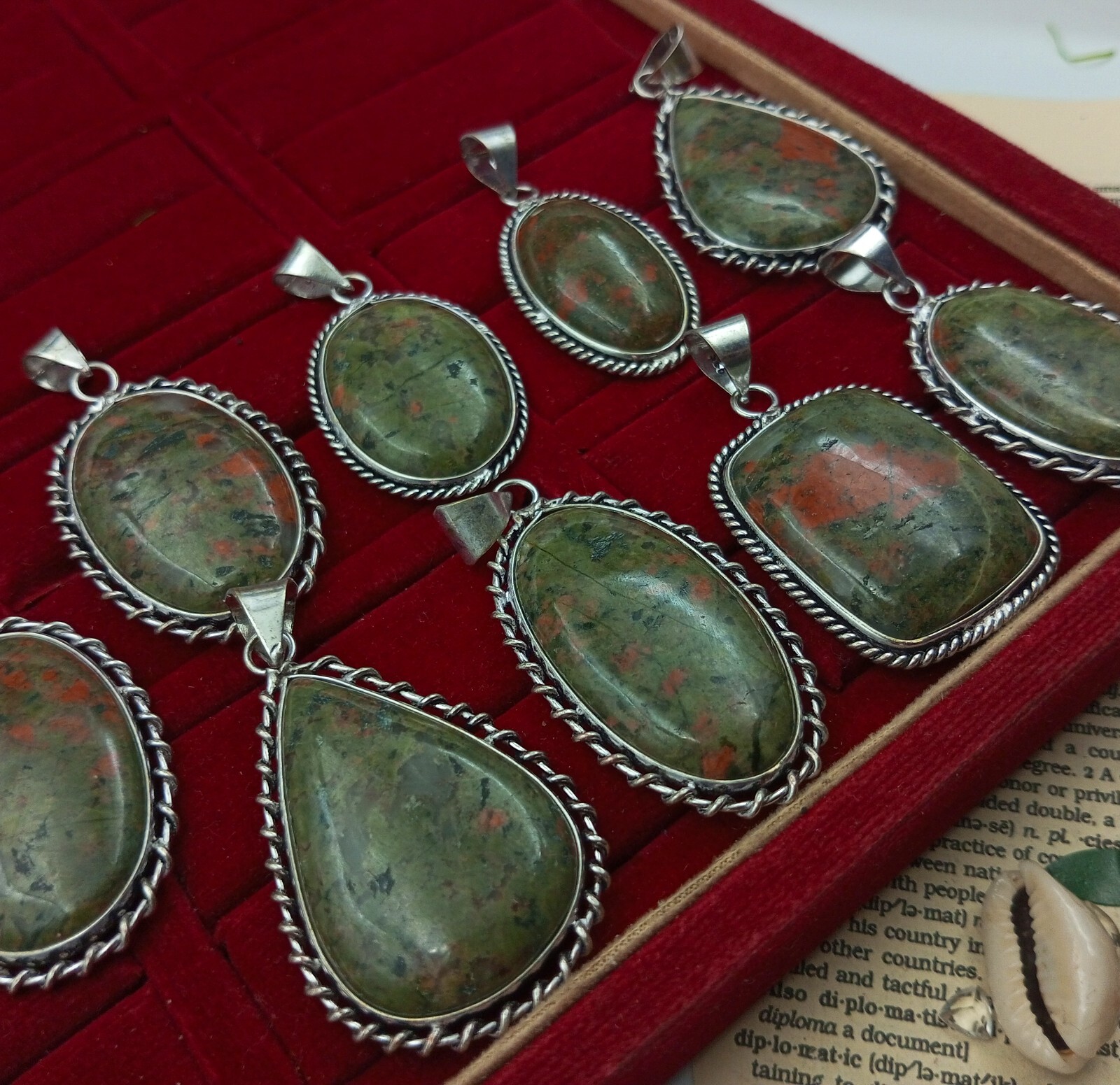 Natural Unakite Gemstone 925 Sterling Silver Plated Wholesale Lot Pendant Gift