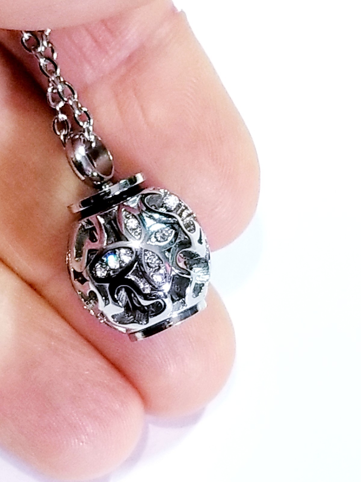 Silver Tone Urn Cremation Memorial Necklace Ball Pendant for Ashes