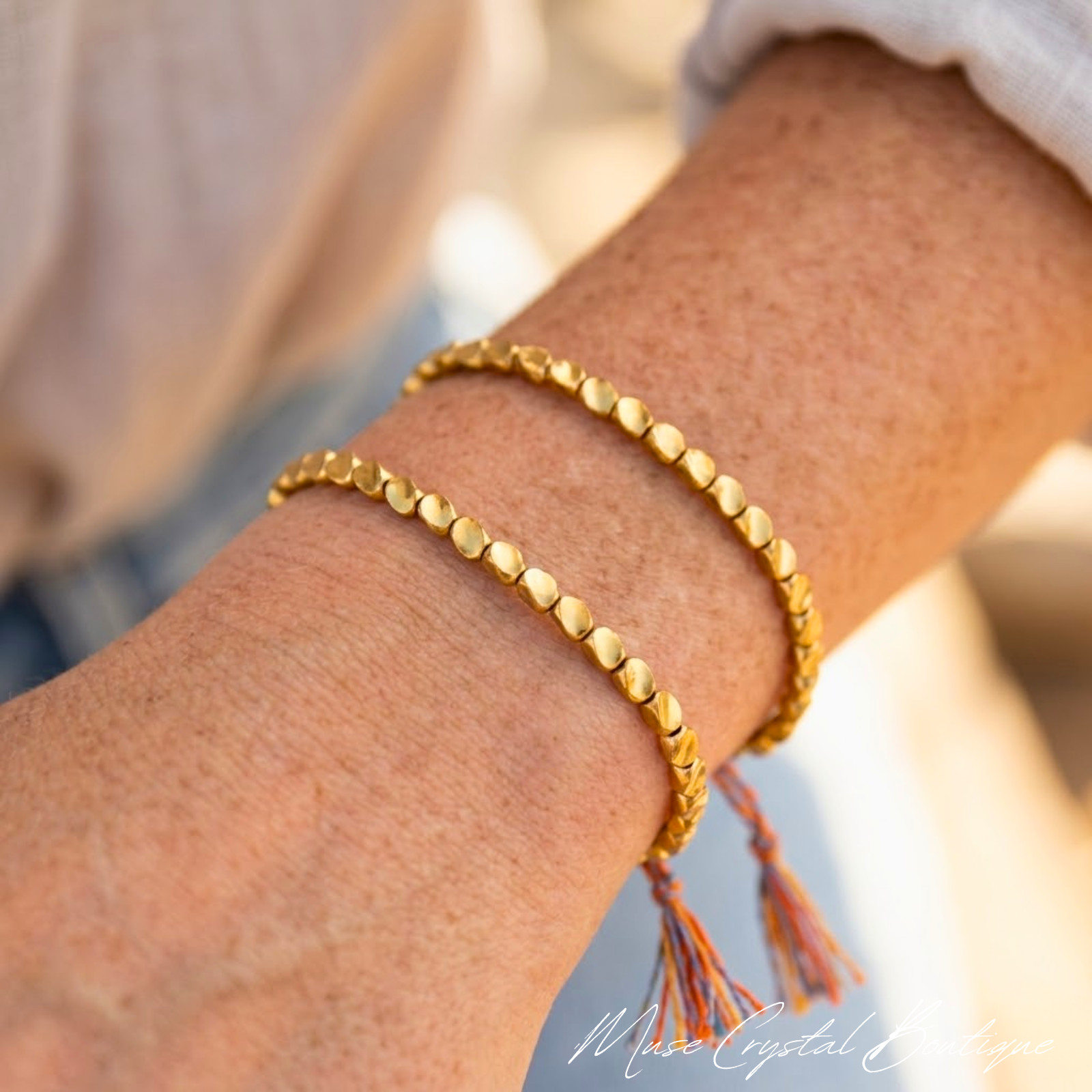 2pcs Tibetan Copper Beads Bracelet Handmade Buddhist Luck & Success Jewelry Gift