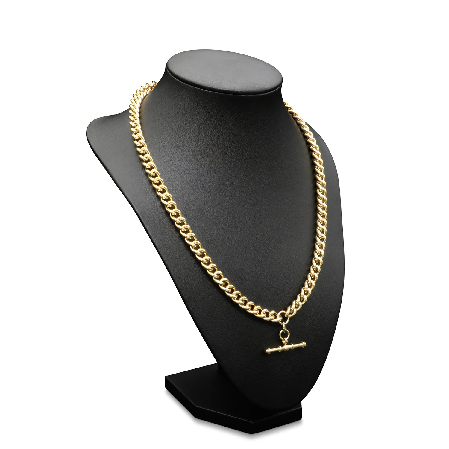 18ct Heavy Yellow Gold Plated Euro Chain Necklace with T Bar – DISCONTINUED