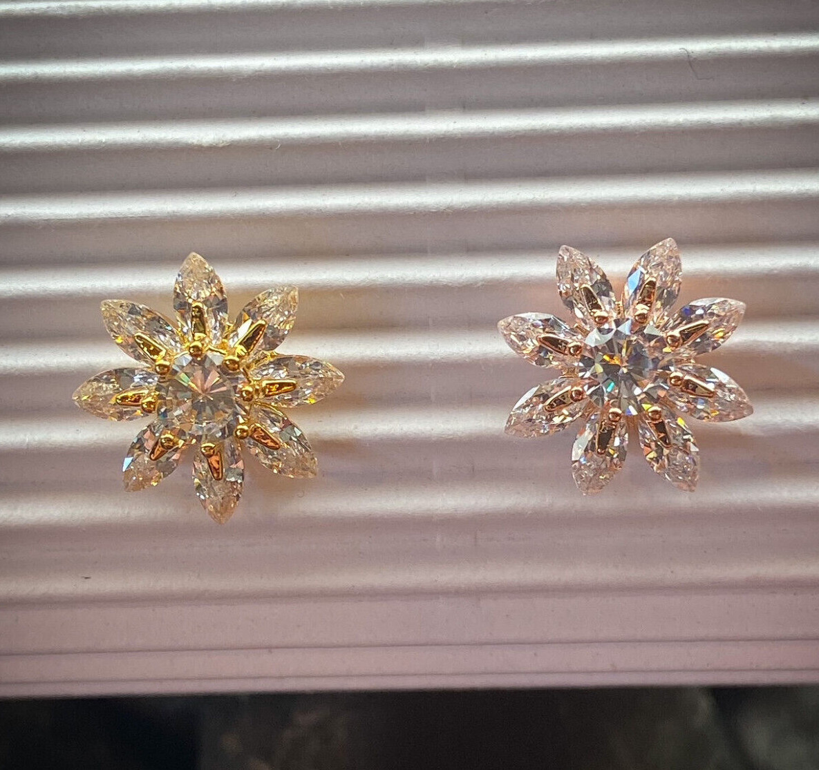 PAIR of Marquise CZ Flower 316L Surgical Steel Post 20g Earrings Studs