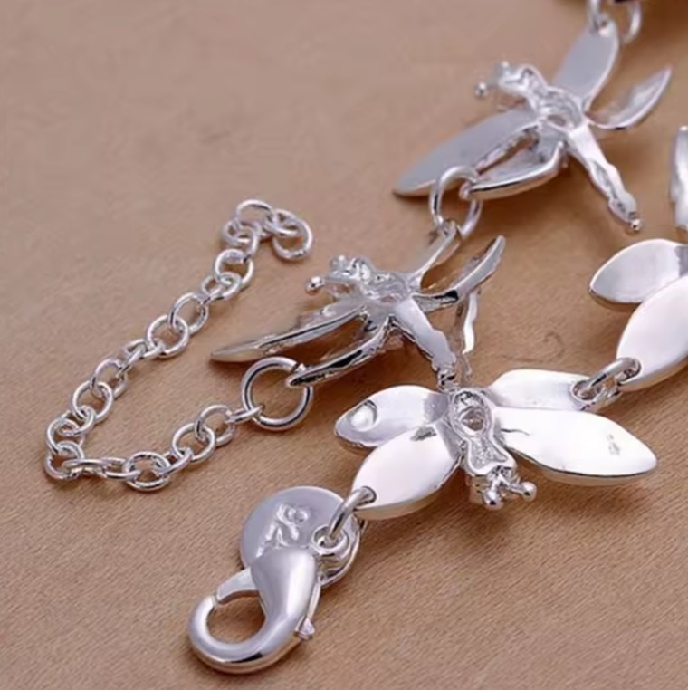Silver Plated Crystal Dragonfly Bracelet 20cm (7.9 in)