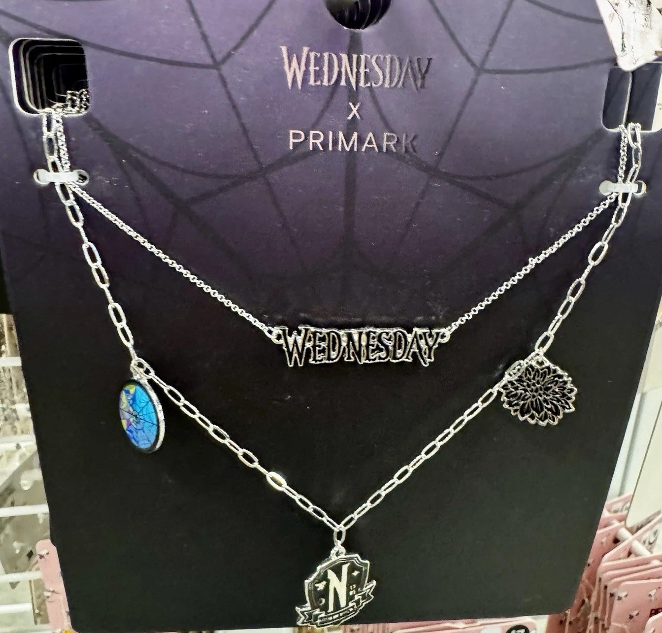 NEW Addams Family Wednesday x Primark Double Chain Charm Necklace Netflix
