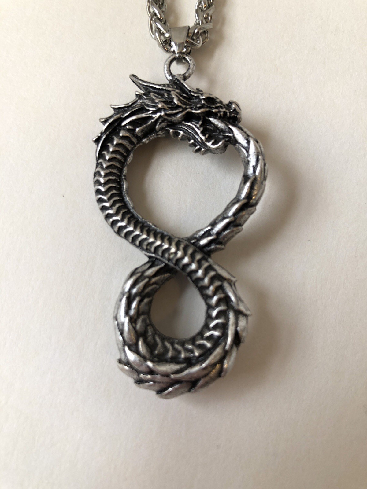 Gothic Viking Snake Dragon Pendant Necklace Nordic Ancient Mythology Tail NEW EX