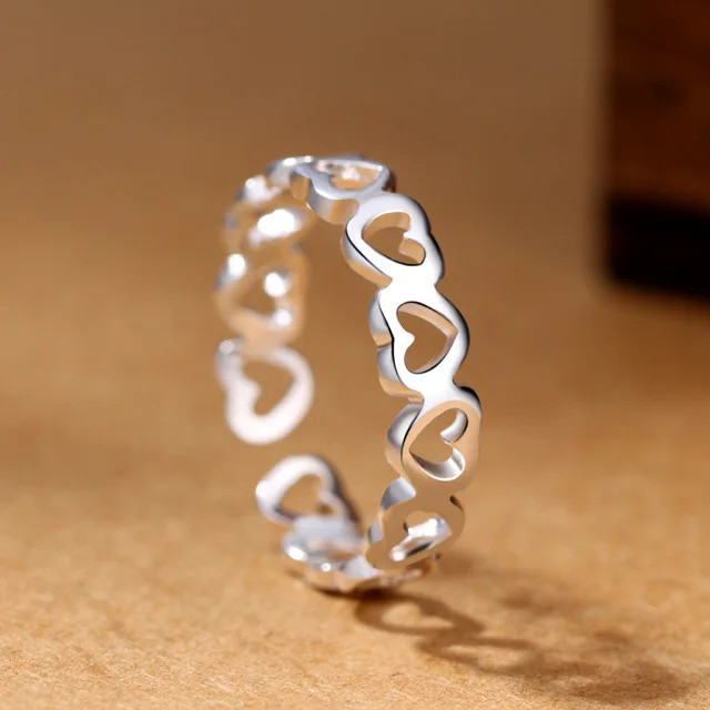 Silver Plated Multi Heart Adjustable Unisex Ring Fashion Jewelry For Women