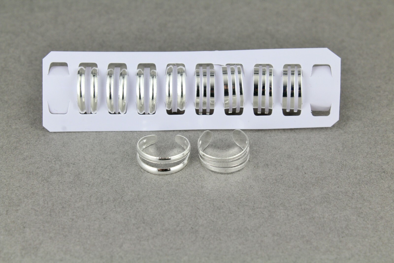 10 silver toe rings 2line/3line metal toe rings open back adjustable set pack 10