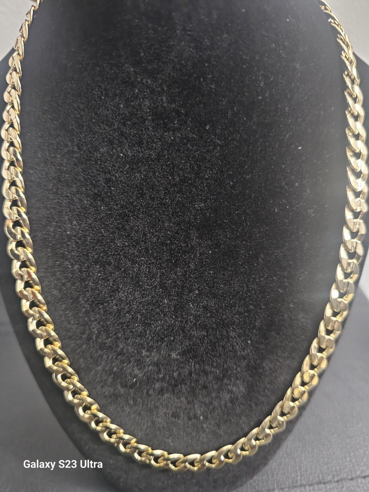 30in.14K Gold-Plated brass-5.4mm diamond cut Cuban Link Chain Necklace