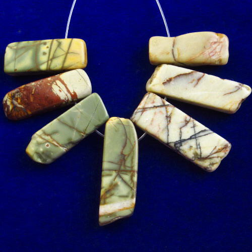 7Pcs/Set Nice Natural Picasso Jasper Oblong Pendant Bead FSH87229