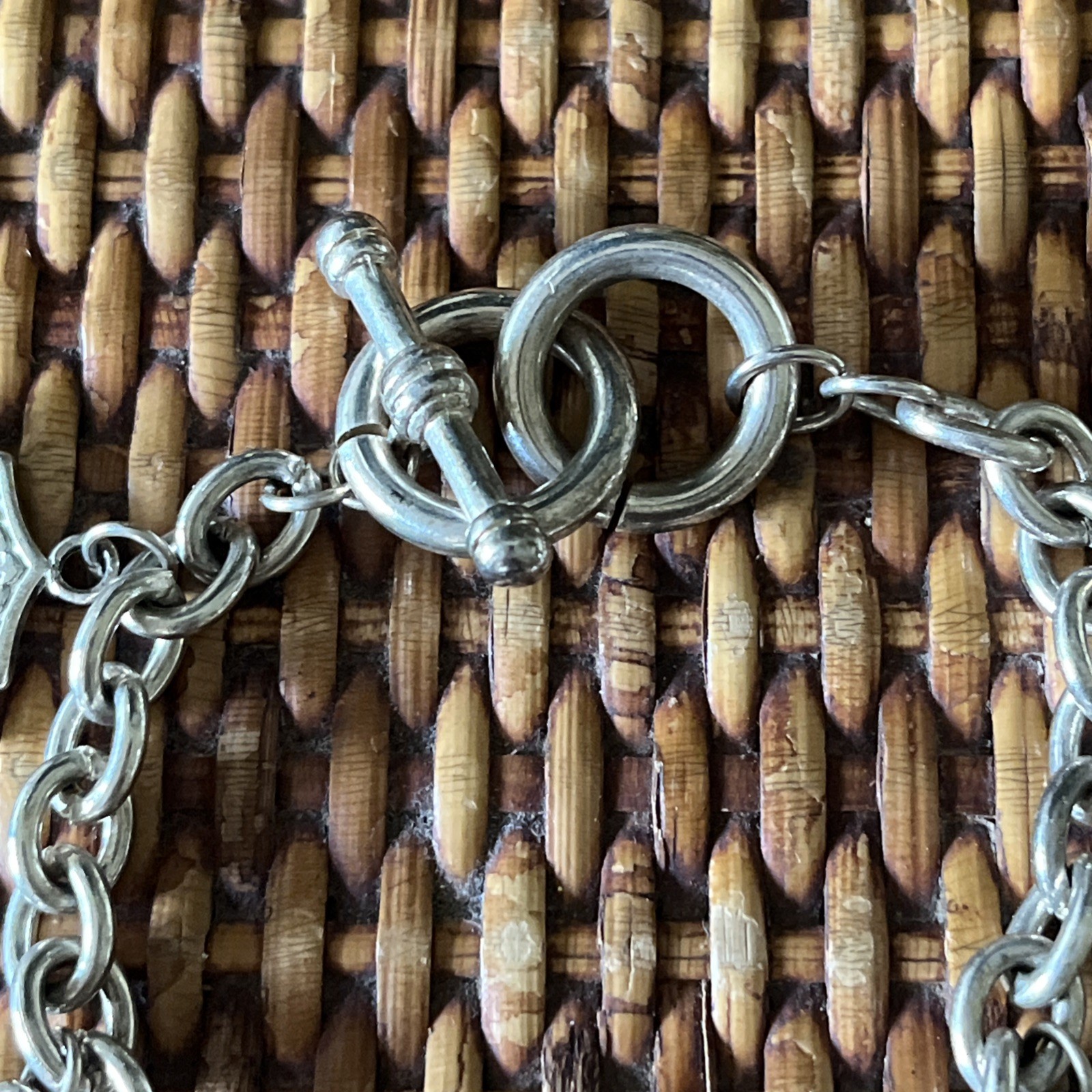 Harley Davidson Logo Charm Toggle Chain Bracelet 8” Silver Tone Emblem
