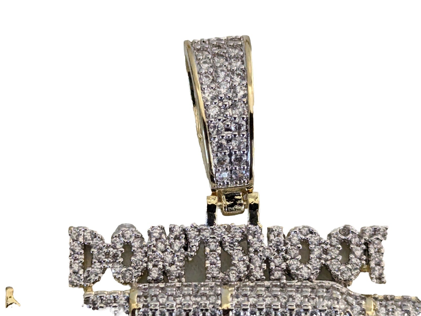 Necklaces Men Ice Out Bling Gun Don’t Shoot Gold Plated Pendant 12″Chain